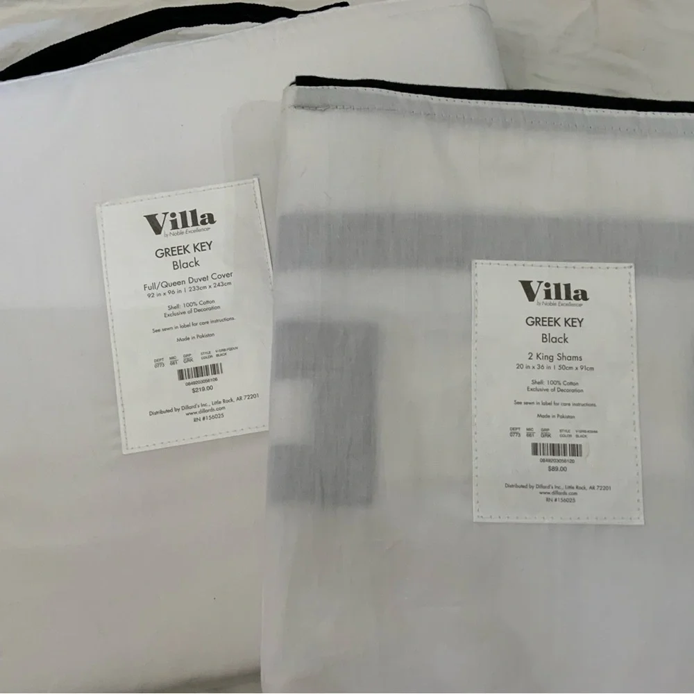 Villa by Noble Excellence Greek Key Full/Queen Duvet Cover With 2 King Shams